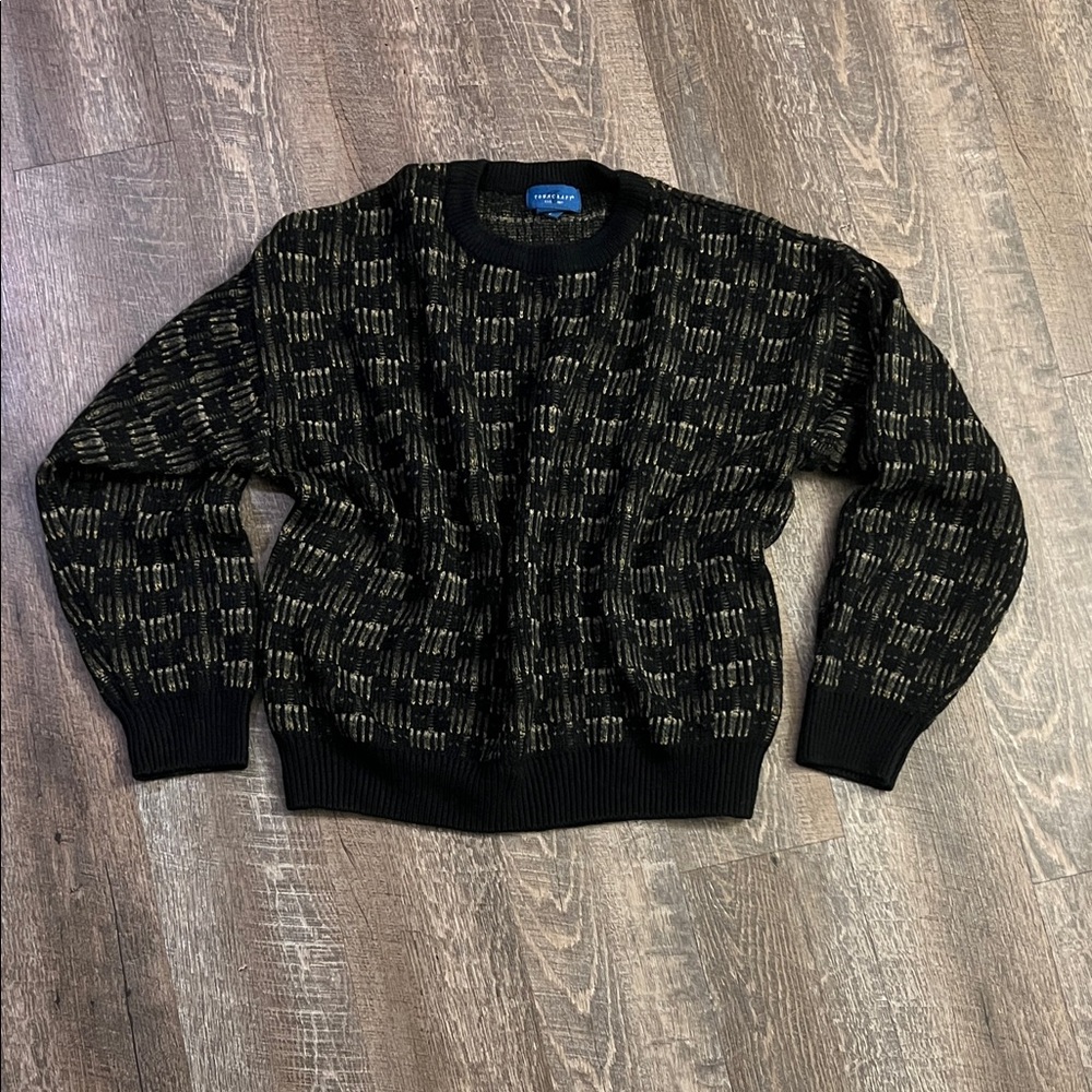 Towncraft Black & Olive Textured Crewneck Sweater